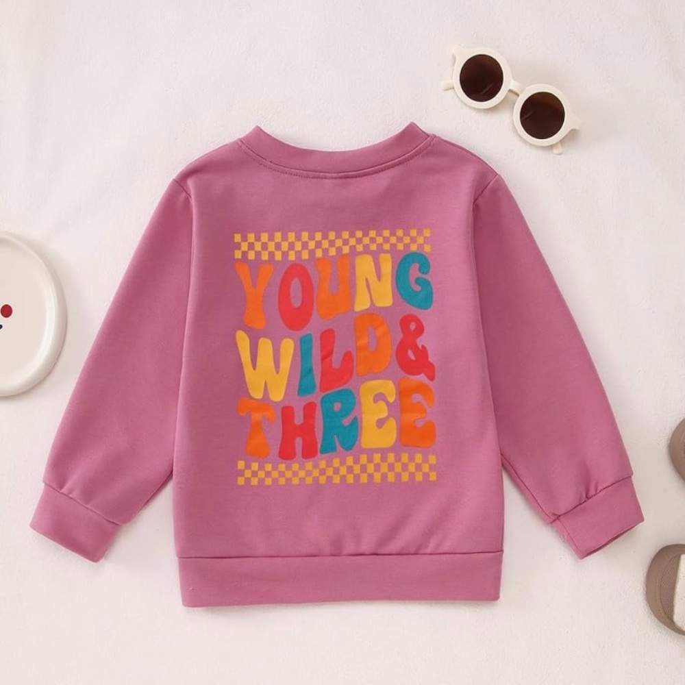 🎉🦁 “YOUNG, WILD, AND THREE” BIRTHDAY SWEATSHIRT 🦁🎉